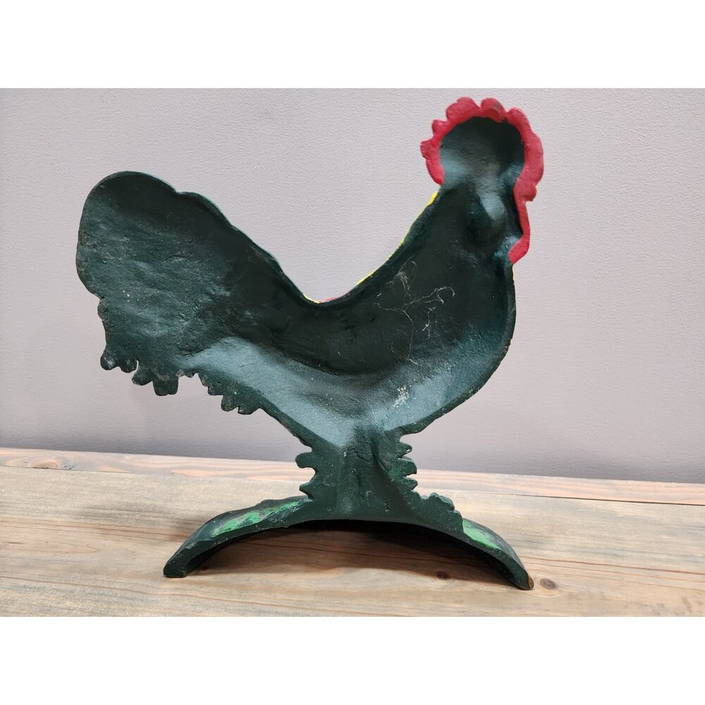 Vintage Cast Iron Rooster Door Stop 11" Hand Painted Heavy - Picture 6 of 10